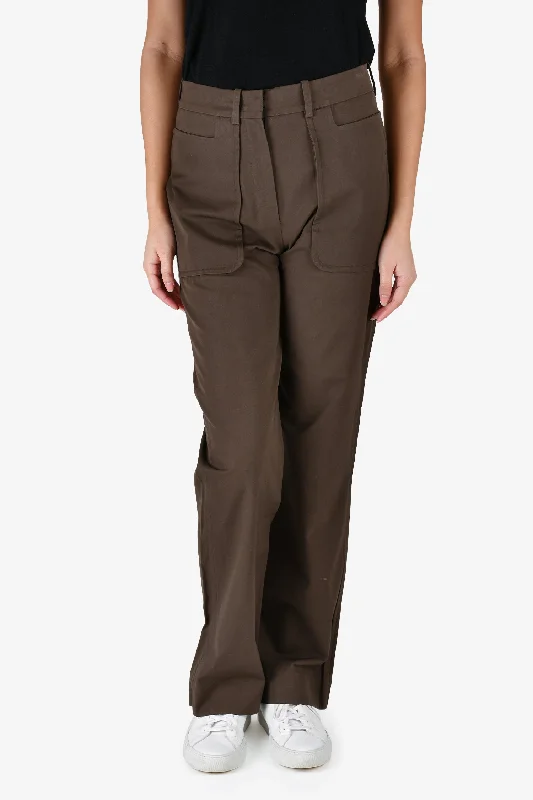 Yves Saint Laurent Vintage Brown Cotton High Waisted Trousers Est. Size 25 Trousers sophisticated sleek