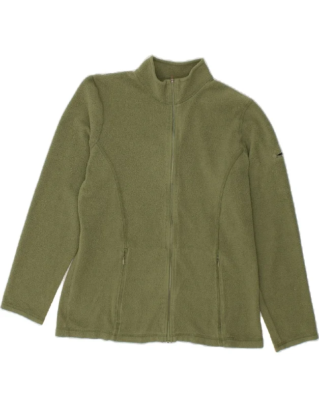 L.L.BEAN Womens Fleece Jacket UK 14 Medium Green Polyester Herringbone Jacket Checkered Jacket Solid Jacket