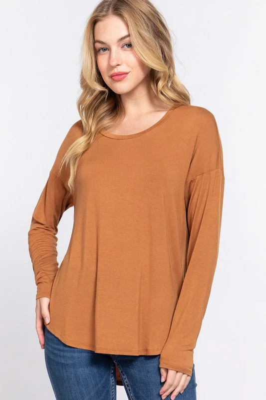 Camel Rayon Jersey Top Emerald Green Jersey Tee