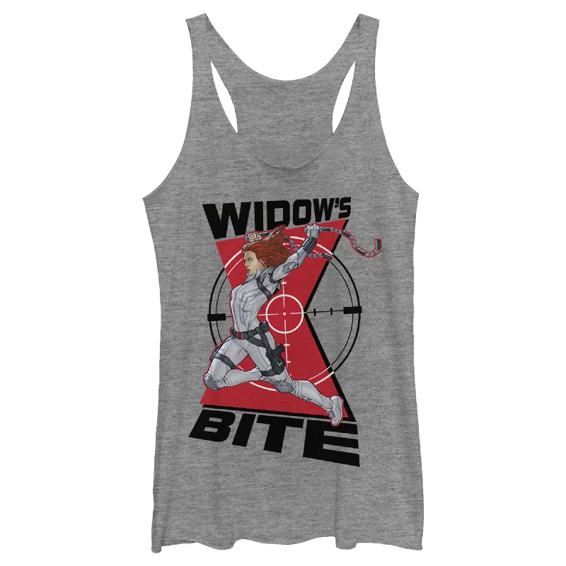 Women's Marvel Black Widow in the Crosshairs Racerback Tank Top charcoal tank top