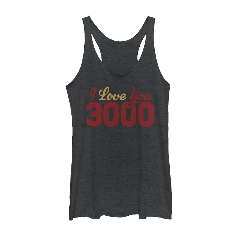 Women's Marvel Iron Man Love 3000 Script Racerback Tank Top athletic tank top