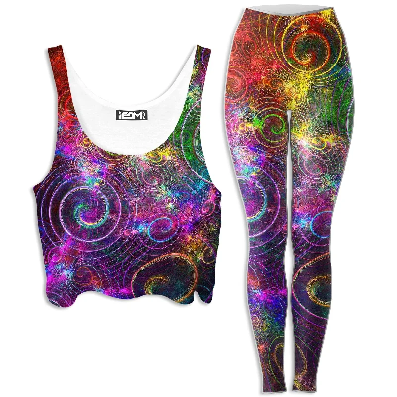 Mental Swirl Crop Top and Leggings Combo Machine Wash Dry Clean Hand Wash