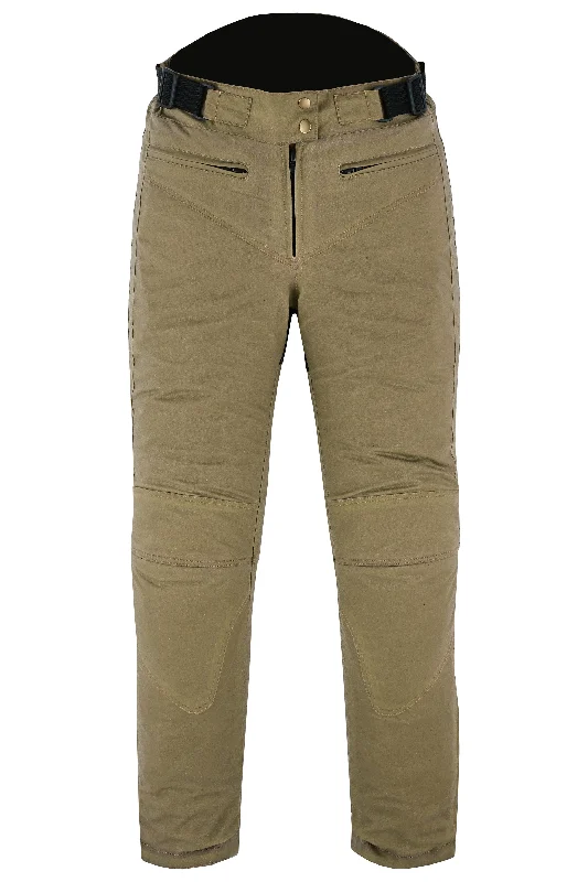 Warrior Gears® LADIES Wax Cotton Waxed Motorcycle Trousers, Waterproof Breathable CE Armour Biker Racing Trouser - TAN Trousers luxurious premium