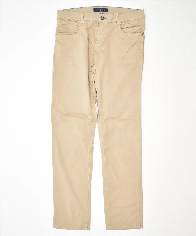 TRUSSARDI Womens Slim Casual Trousers W32 L31 Beige Trousers Leather Faux