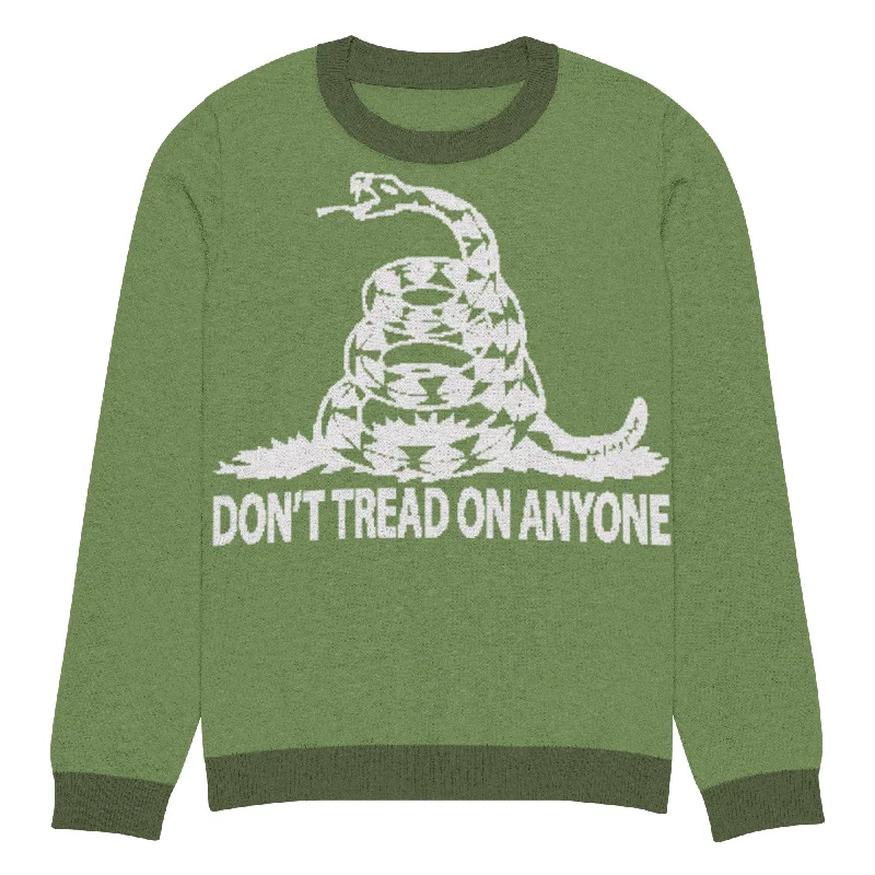 Don't Tread on Anyone Knitted crew neck ugly Christmas sweater Print Jacquard Patchwork