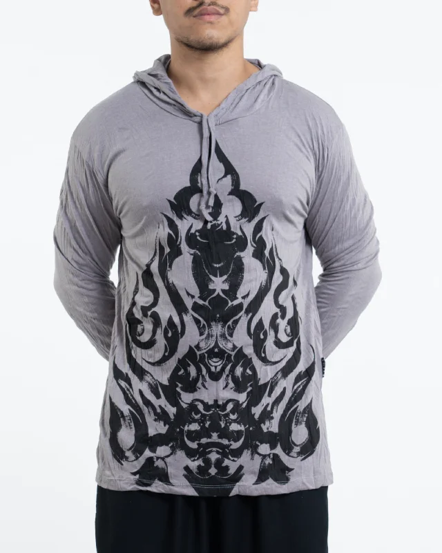 Unisex Buddha Chakra Hoodie in Gray Hoodie with Drawcord Adjustable Secure