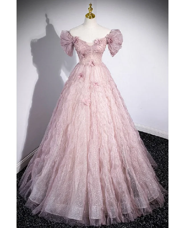 Unique powder blusher pink glitter sequins off shoulder rhinestone applique short sleeve prom dress powder blusher pink A-line princess backless strap long evening dress Tunics Trendy modern Unique powder blusher pink glitter sequins off shoulder rhinestone applique short sleeve prom dress powder blusher pink A-line princess backless strap long evening dress Tunics Trendy modern