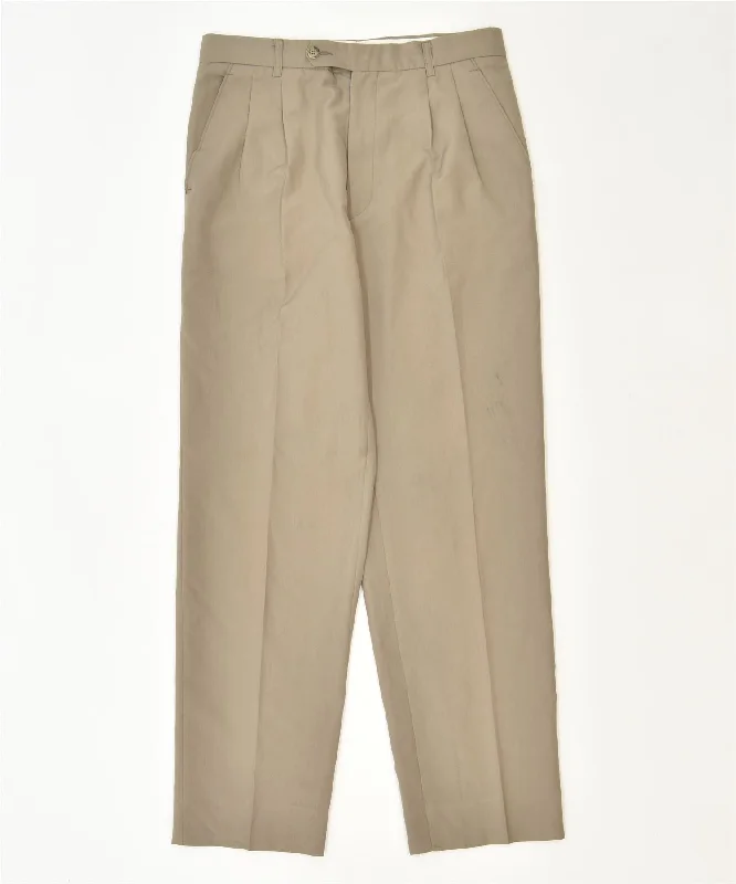 VINTAGE Womens Slim Suit Trousers IT 46 Large W32 L30 Khaki Classic Trousers Cargo Utility