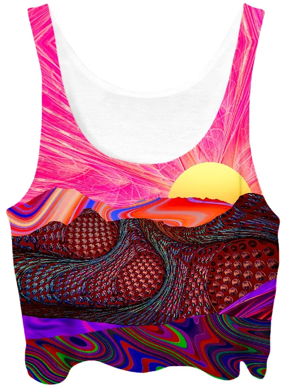 Trippy Trek Crop Top Solid Print Embellished