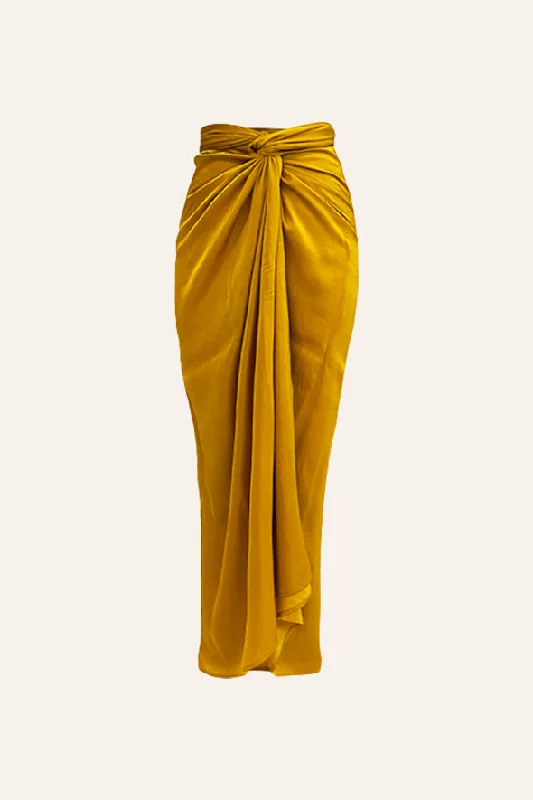 Honey Multiway Draped Skirt in Mustard seamless skirt comfort