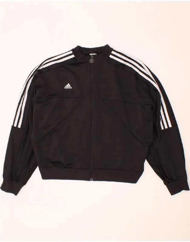 ADIDAS Womens Tracksuit Top Jacket UK 14 Medium Black V-Neck Jacket Boat Neck Jacket Square Neck Jacket