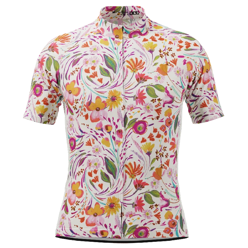 Men's Painterly Blooms Short Sleeve Cycling Jersey Autumn Jersey Shirt