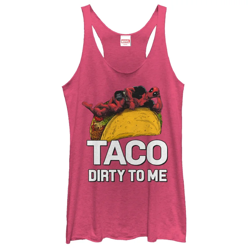 Women's Marvel Deadpool Taco Dirty to Me Racerback Tank Top sheer tank top