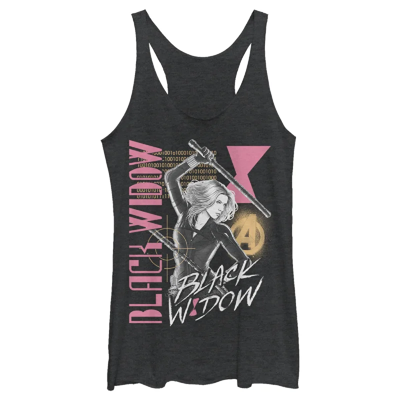 Women's Marvel Black Widow Binary Code Racerback Tank Top boho tank top