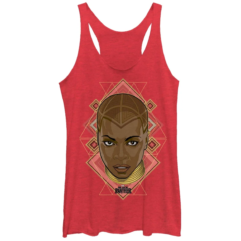 Women's Marvel Black Panther 2018 Okoye Portrait Racerback Tank Top cold shoulder tank