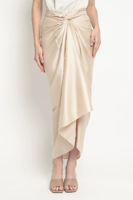 Aisyah Lilit Skirt in Light Gold asymmetrical skirt cut