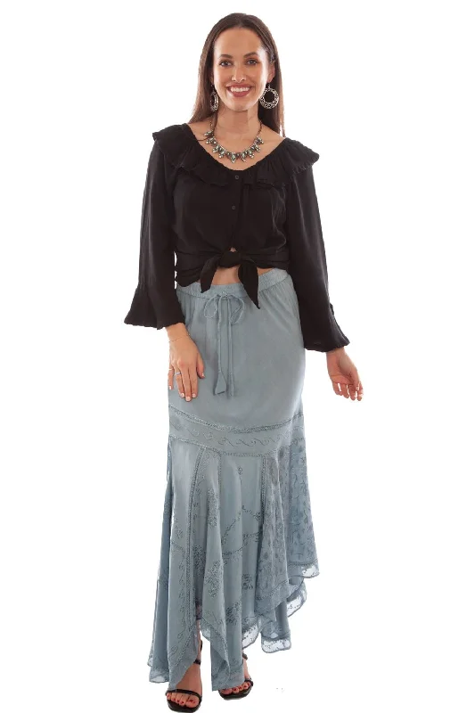 Scully Womens Ash Grey 100% Rayon Elastic Waist Skirt velvet skirt luxury