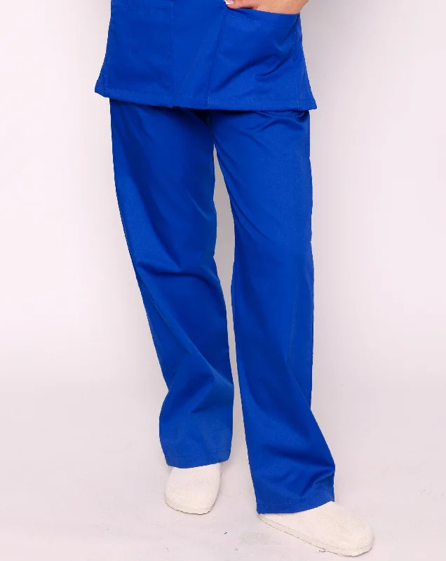 Howser Casey Unisex Smart Scrub Trousers - Royal Blue Trousers Floral Bohemian