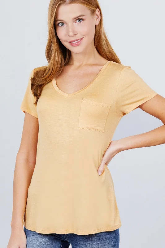 V-neck Rayon Jersey Top Spring Jersey Blouse