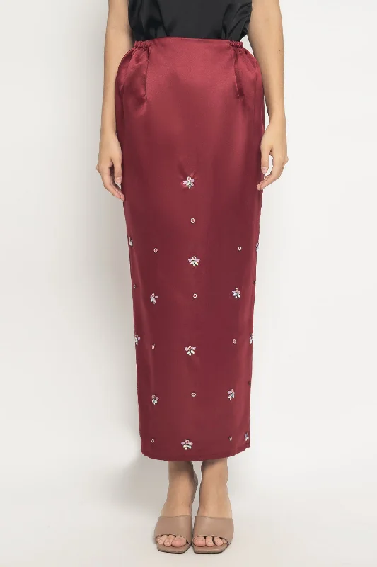 Lumiere Skirt in Maroon wool skirt thick