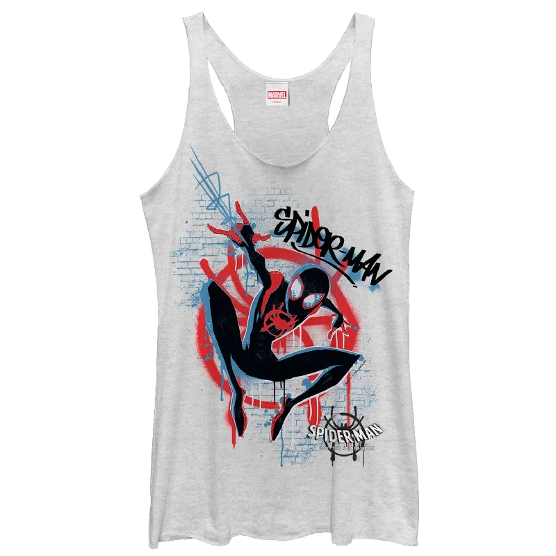 Women's Marvel Spider-Man: Into the Spider-Verse Graffiti Racerback Tank Top soft pink tank