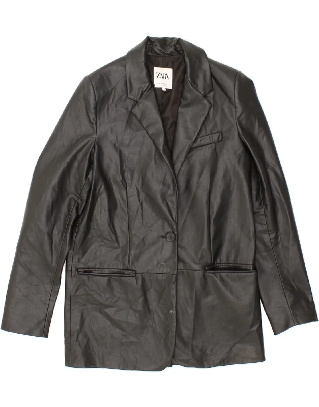 ZARA Womens Leather 1 Button Blazer Jacket UK 6 XS Black Striped Jacket Polka Dot Jacket Floral Jacket