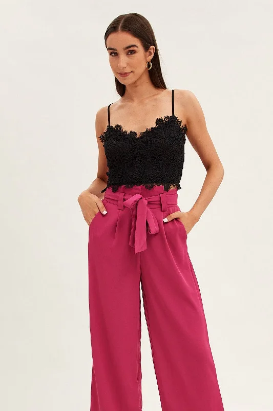 Black Crop Top Sleeveless Sweetheart Neckline Cami Lace Chenille Fabric Brocade Fabric Lace Fabric