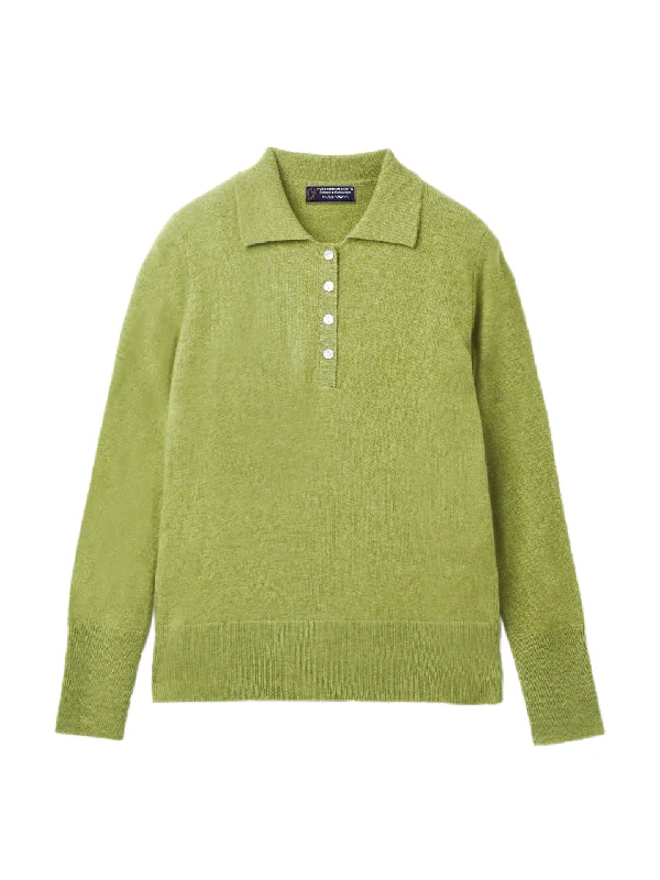 Classic Polo Sweater_Green Jeans Satin Fabric Silk Fabric Chiffon Fabric