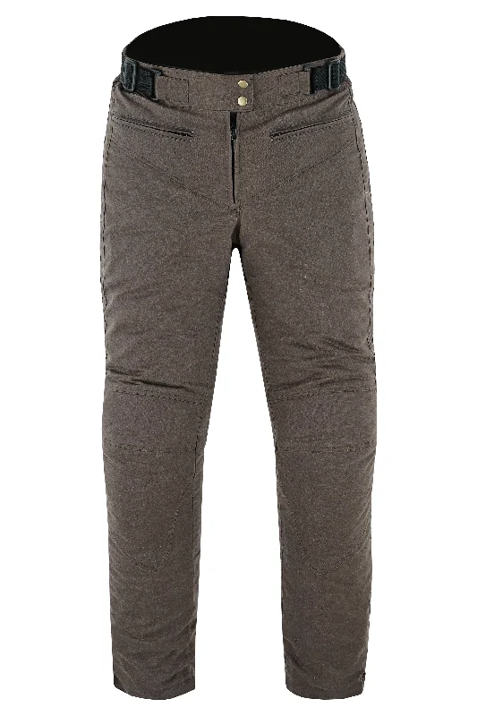 Warrior Gears® LADIES Wax Cotton Waxed Motorcycle Trousers, Waterproof Breathable CE Armour Biker Racing Trouser - Brown Trousers fashionable trendy