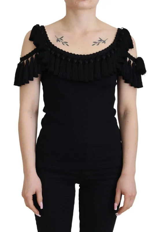 Dolce & Gabbana Elegant Black Cotton Tank Top Women's Blouse gold tank top