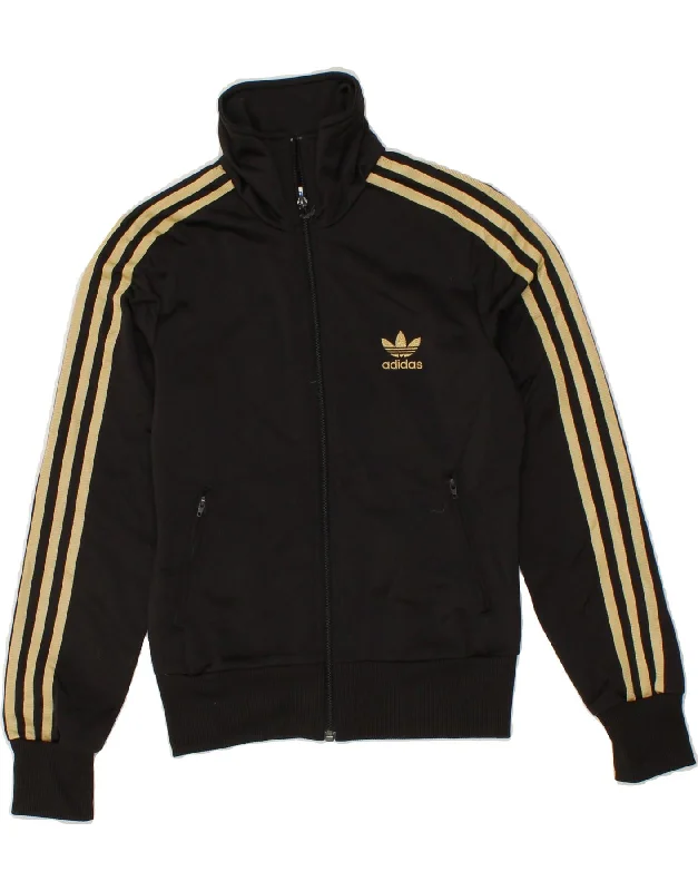 ADIDAS Womens Tracksuit Top Jacket EU 36 Small Black Polyester Satin Jacket Silk Jacket Chiffon Jacket