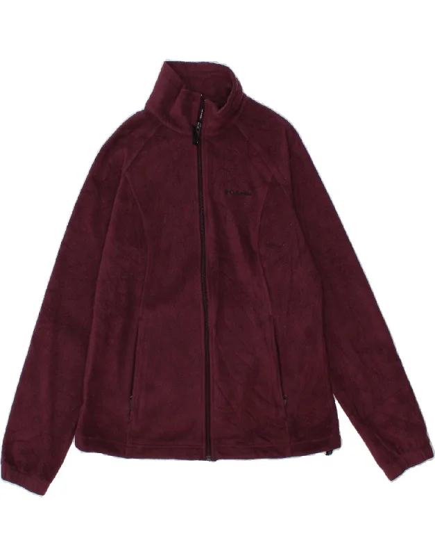 COLUMBIA Womens Fleece Jacket UK 14 Medium Purple Polyester Front Pockets Side Pockets Patch Pockets