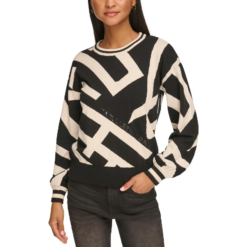Womens Printed Logo Crewneck Sweater Lightweight Heavyweight Midweight