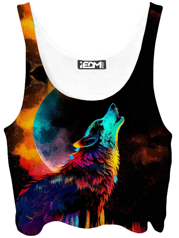 Spirit Wolf Crop Top Handmade Hand-knitted Hand-woven