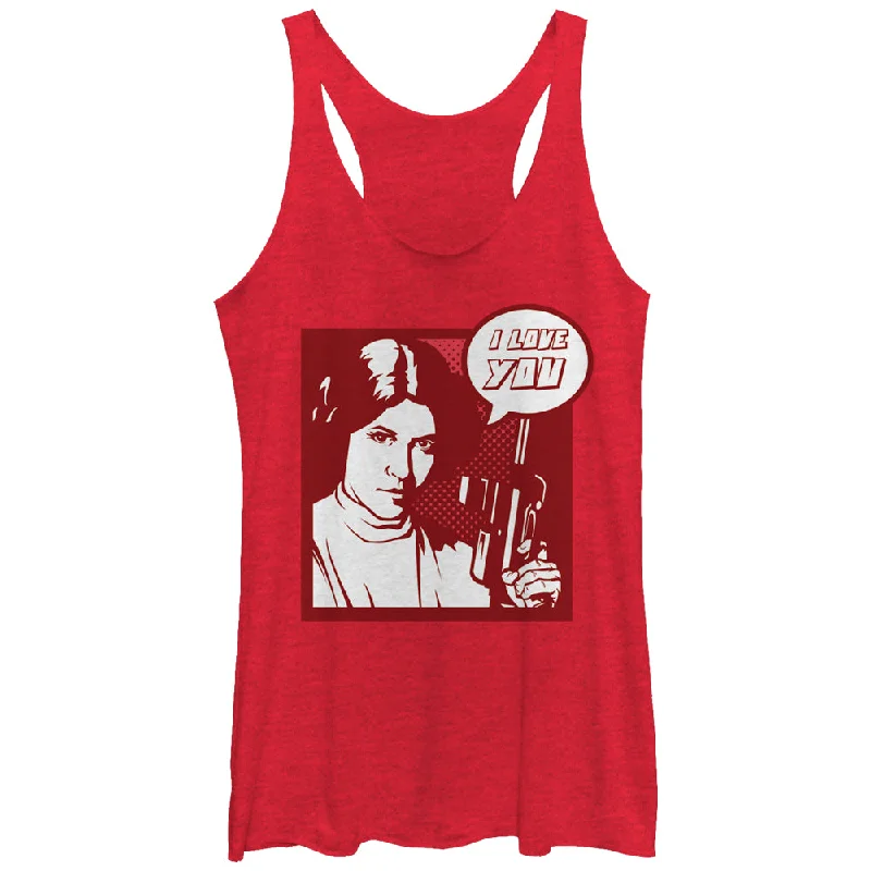 Women's Star Wars Pop Art Princess Leia I Love You Racerback Tank Top rhinestone tank top