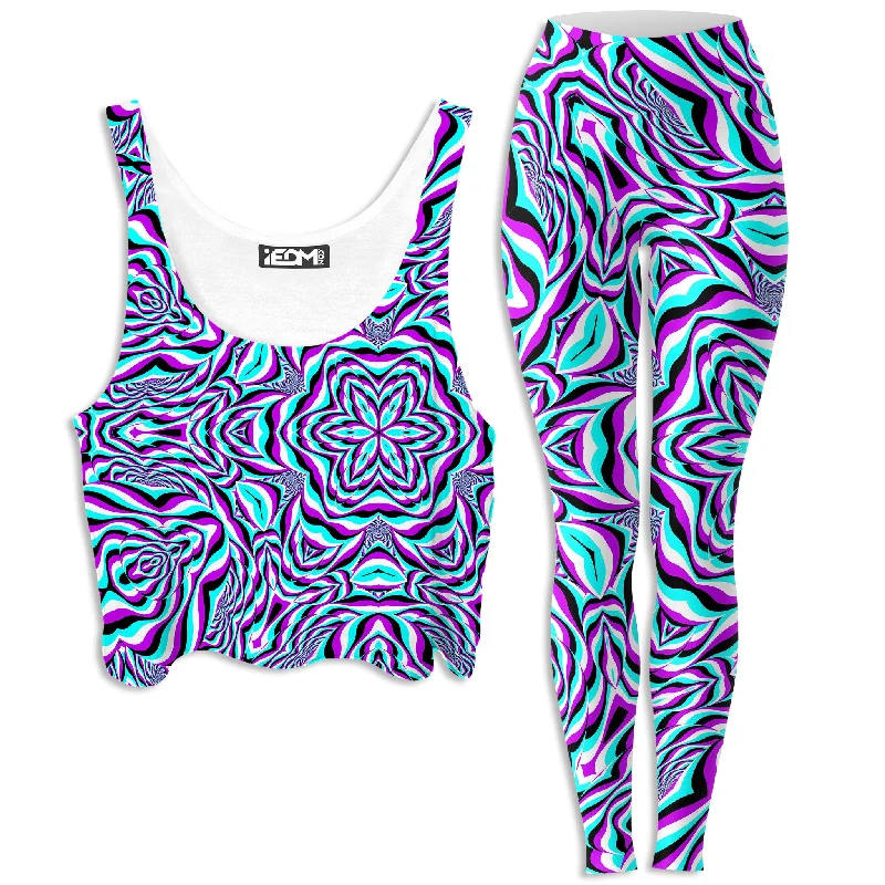Aquarius Crop Top and Leggings Combo Fleece Nylon Spandex