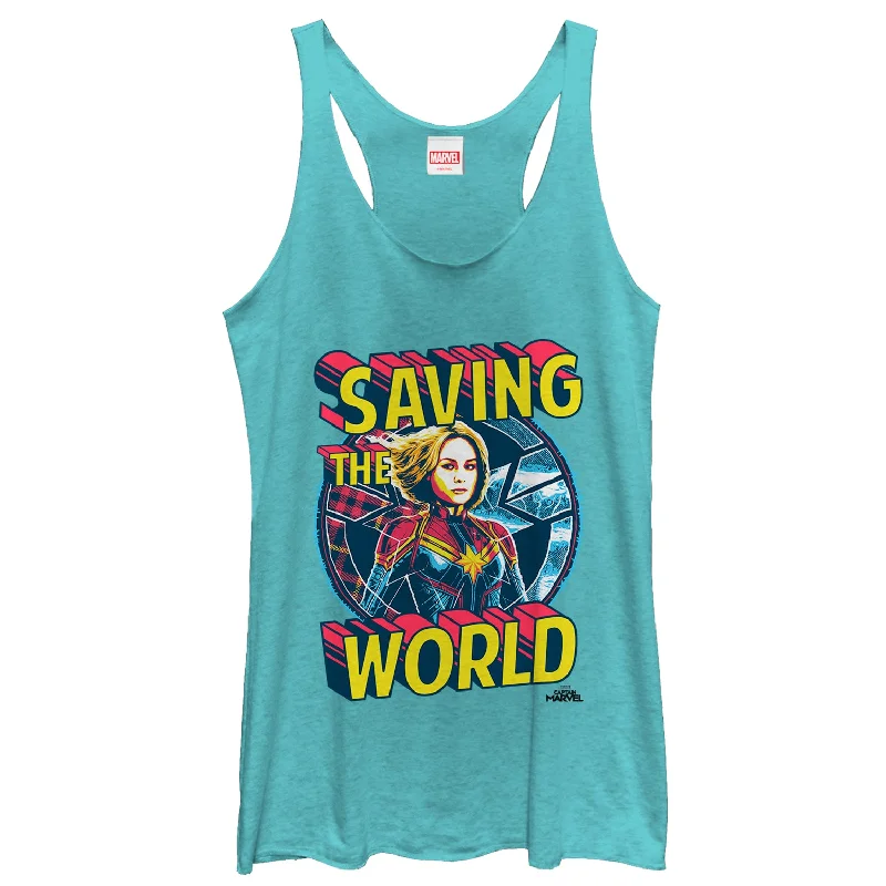 Women's Marvel Captain Marvel Saving the World Racerback Tank Top lightweight tank top