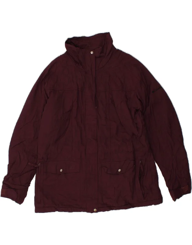 COLUMBIA Womens Rain Jacket UK 18 XL Purple Nylon Hoodie Zip-Up Jacket Button-Up Jacket