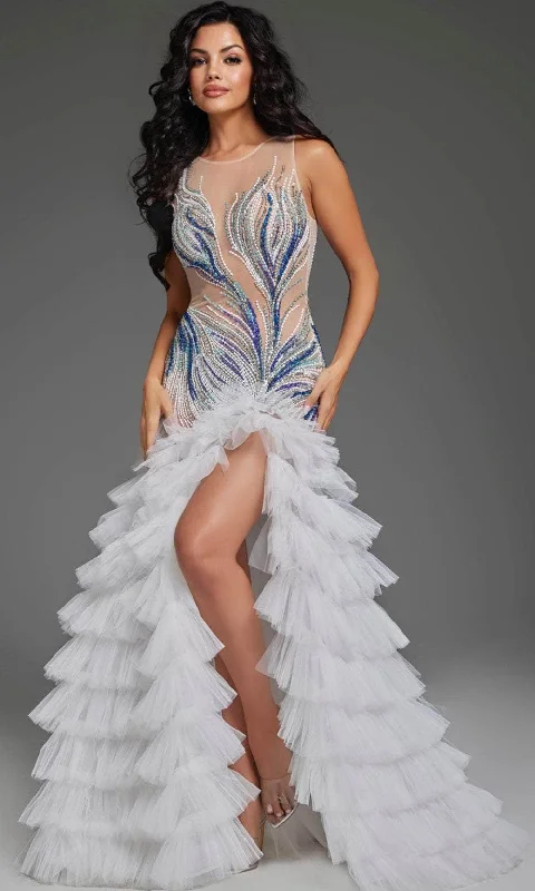 Jovani 39846 - Sleeveless Ruffled Skirt Prom Gown chiffon skirt lightweight