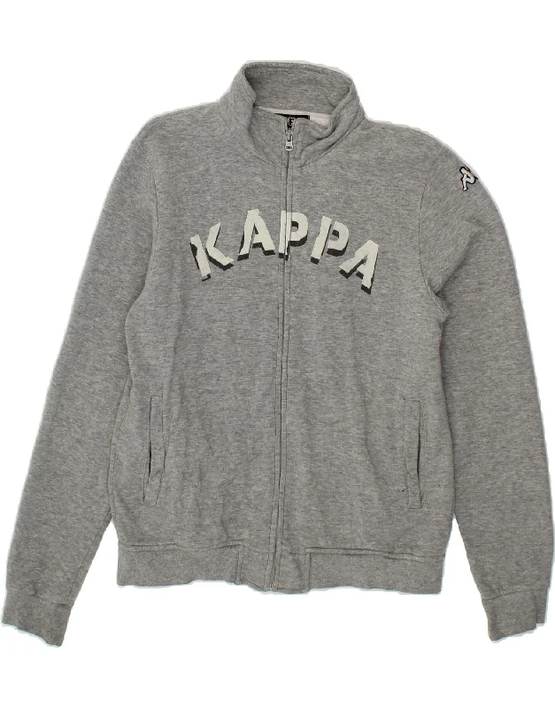 KAPPA Womens Graphic Tracksuit Top Jacket UK 10 Small Grey Cotton Zippered Jacket Buttoned Jacket Snapped Jacket