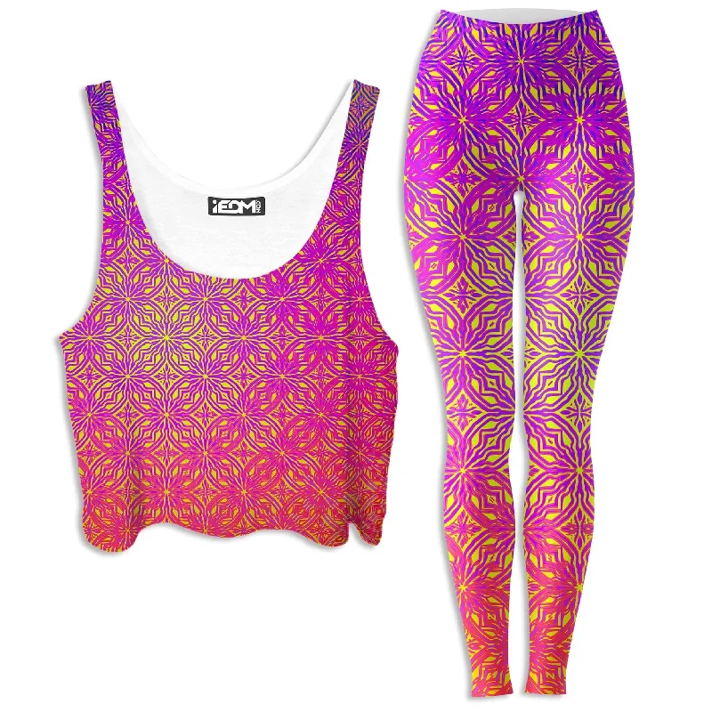 Psy Mosik Starburst Crop Top and Leggings Combo Anti-Shrink Durable Soft