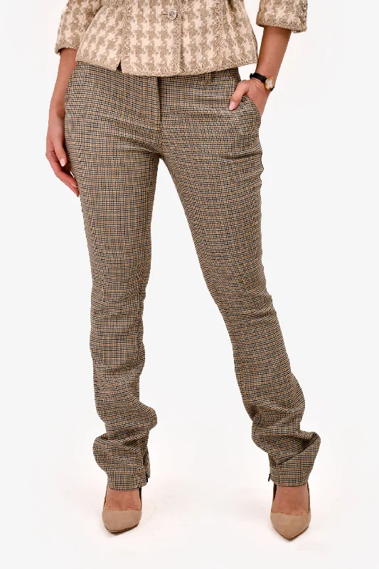 A.L.C Beige Houndstooth Trousers Size 6 Trousers Custom Made