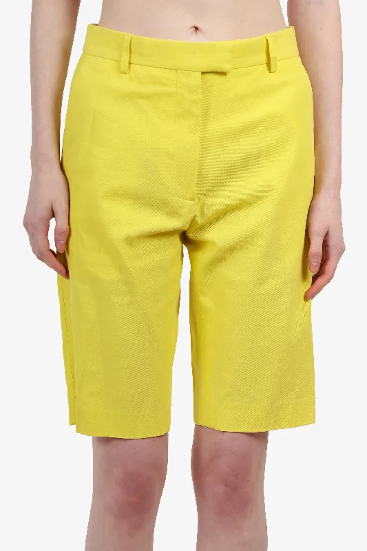 Dries Van Noten Yellow Trouser Bermuda Shorts Size 34 Trousers Bridal Satin