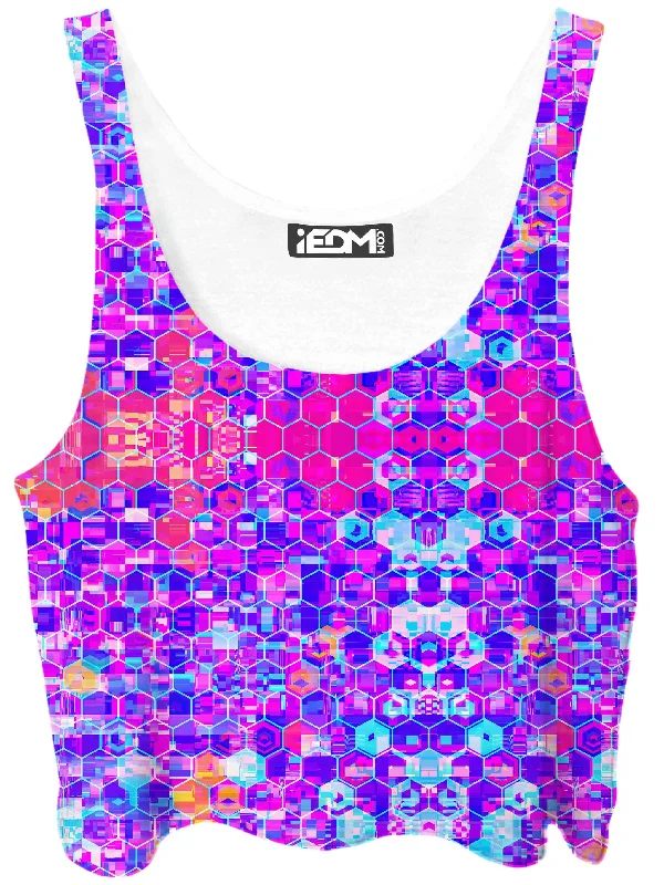 Blocks Of Life Crop Top Knit Fabric Woven Fabric Fleece Fabric