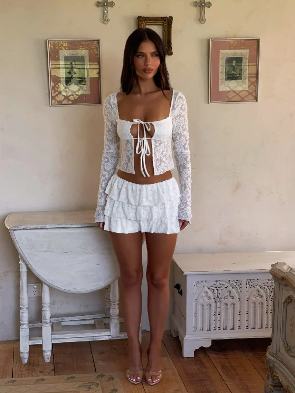 SYLVIA MINI SKIRT WHITE chiffon skirt lightweight