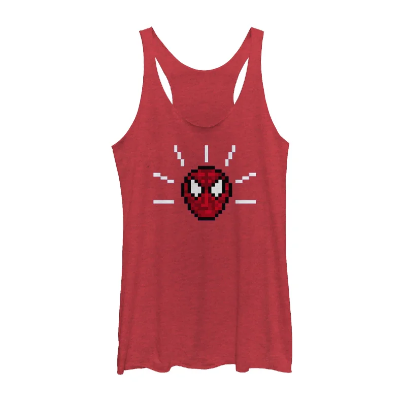 Women's Marvel Pixelated Spider-Man Mask Racerback Tank Top playful tank top