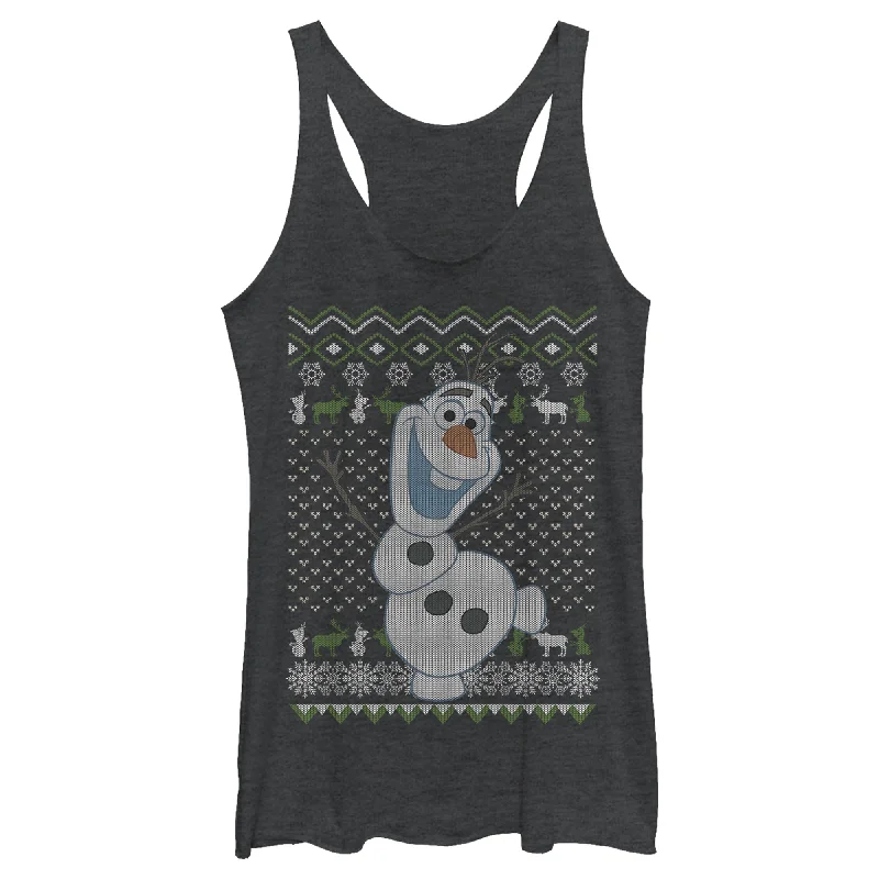 Women's Frozen Ugly ChristmasOlaf Sven Racerback Tank Top essential tank top