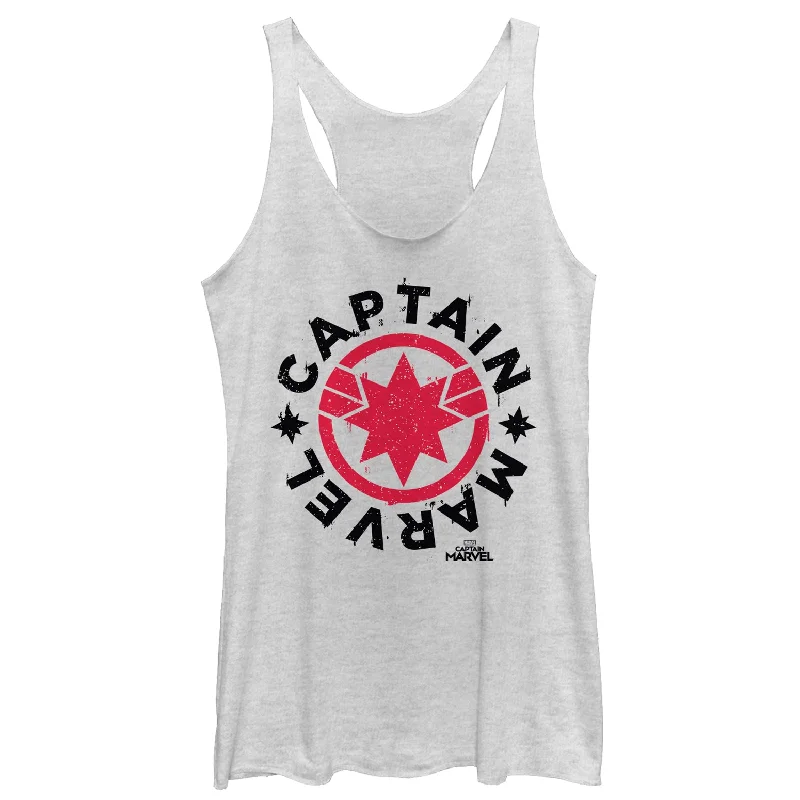 Women's Marvel Captain Marvel Star Symbol Circle Racerback Tank Top modal blend tank