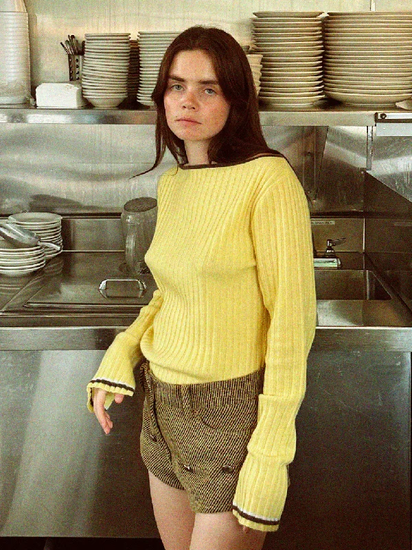 Boat Neck Ribbed Sweater_Butter Machine Wash Dry Clean Hand Wash