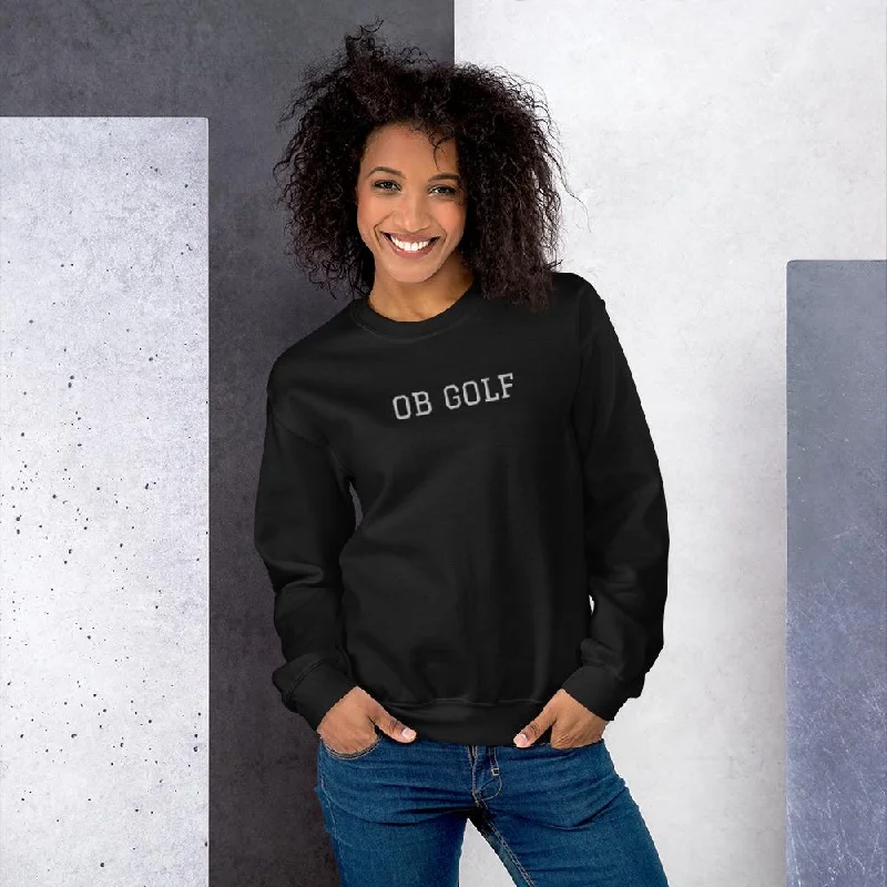 OB Golf Embroidered Sweatshirt Hoodie with Exposed Zipper Edgy Industrial